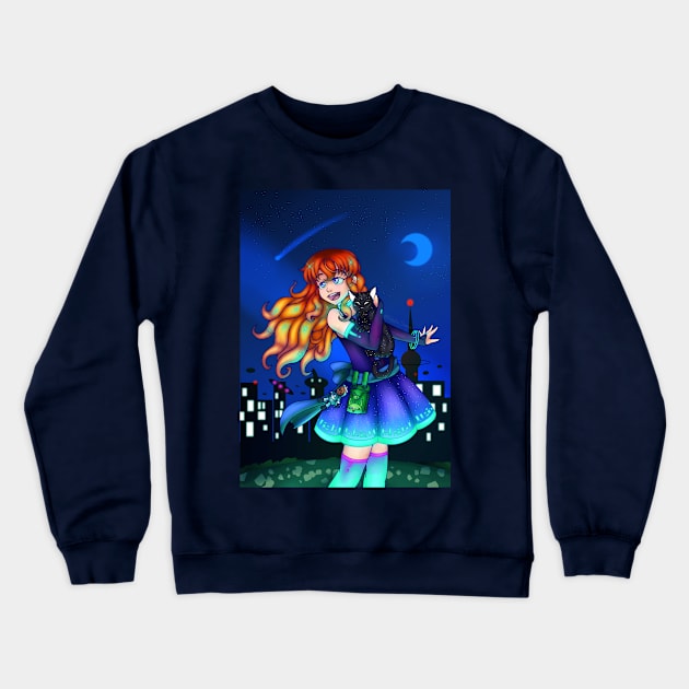 Cute Sci-Fi Girl Crewneck Sweatshirt by SakuraDragon